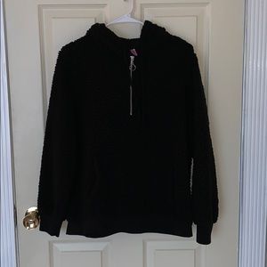 Black quarter zip sherpa hoodie